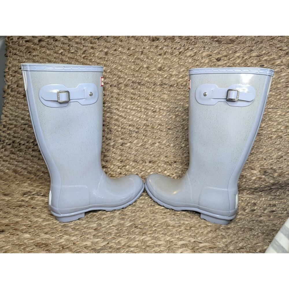 Hunter Original Tall Rain Boots Blue Sparkle Women's 6 Outdoor Waterproof - Picture 5 of 11